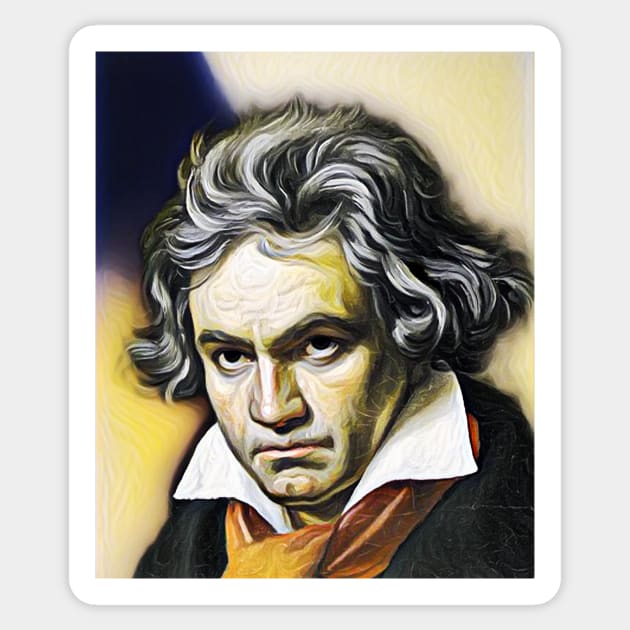 Ludwig van Beethoven Yellow Colourful Portrait | Ludwig van Beethoven Artwork 9 Sticker by JustLit